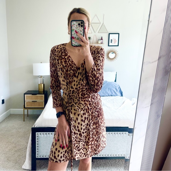 Reformation Cheetah Print Wrap Dress - Picture 2 of 7